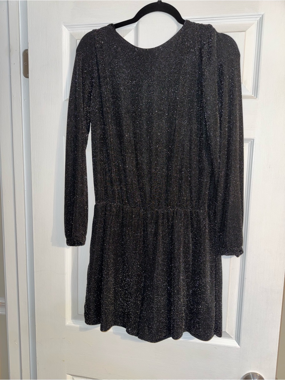 Women's Black Sparkle Long-Sleeve Romper